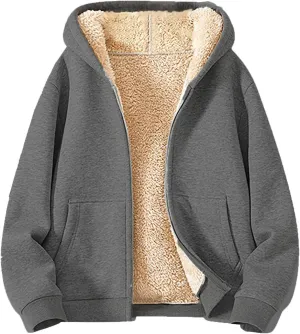 Gumipy Zip Up Hoodie Women Fleece Oversized Hoodie Sweatshirt Plus Size Sherpa Lined Hoodies Jacket Winter Coats with Pockets