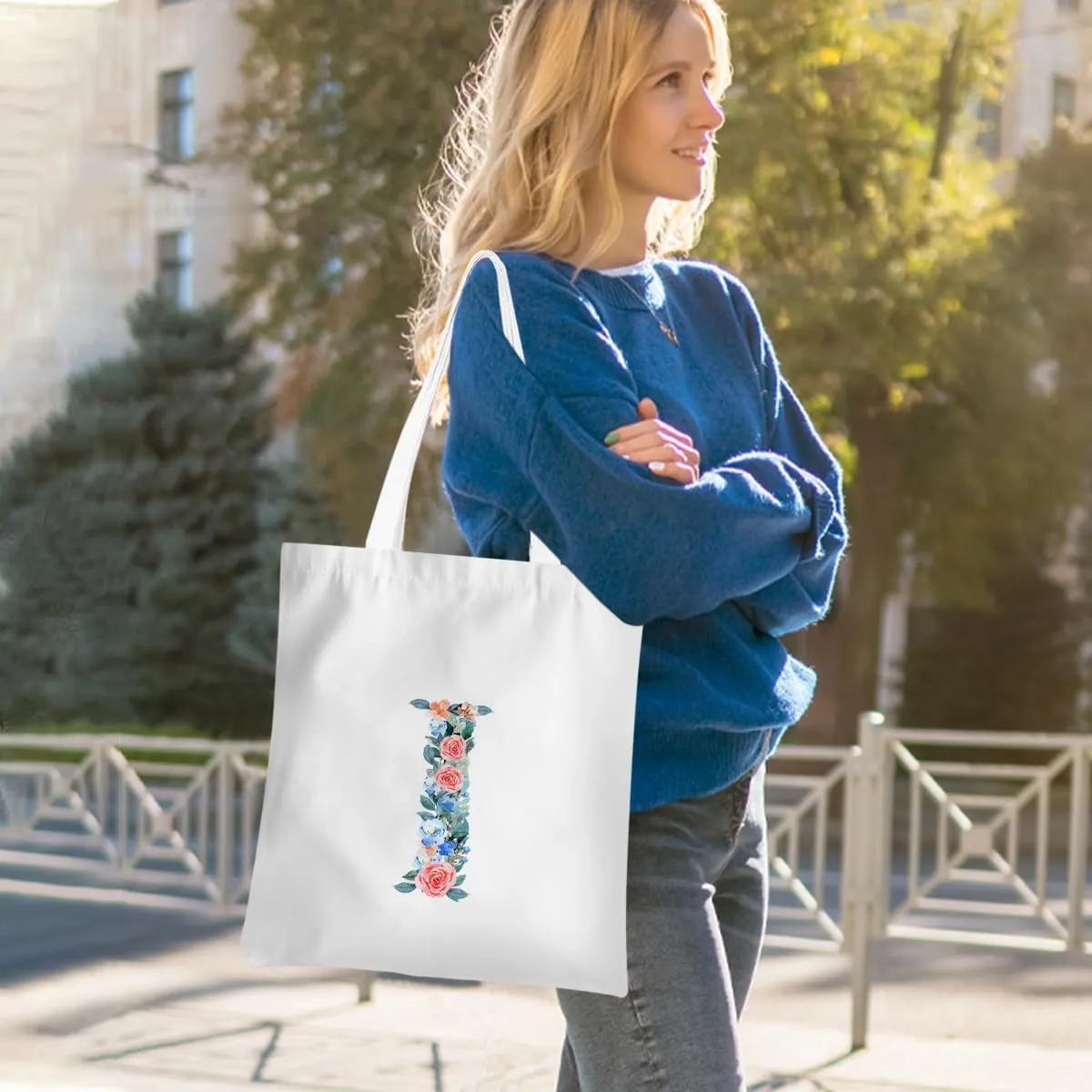 Hanamiya Na Monogrammed Tote Bags Initial Canvas Tote Bag Personalized Reusable Grocery Bags Monogrammed Gifts for Women