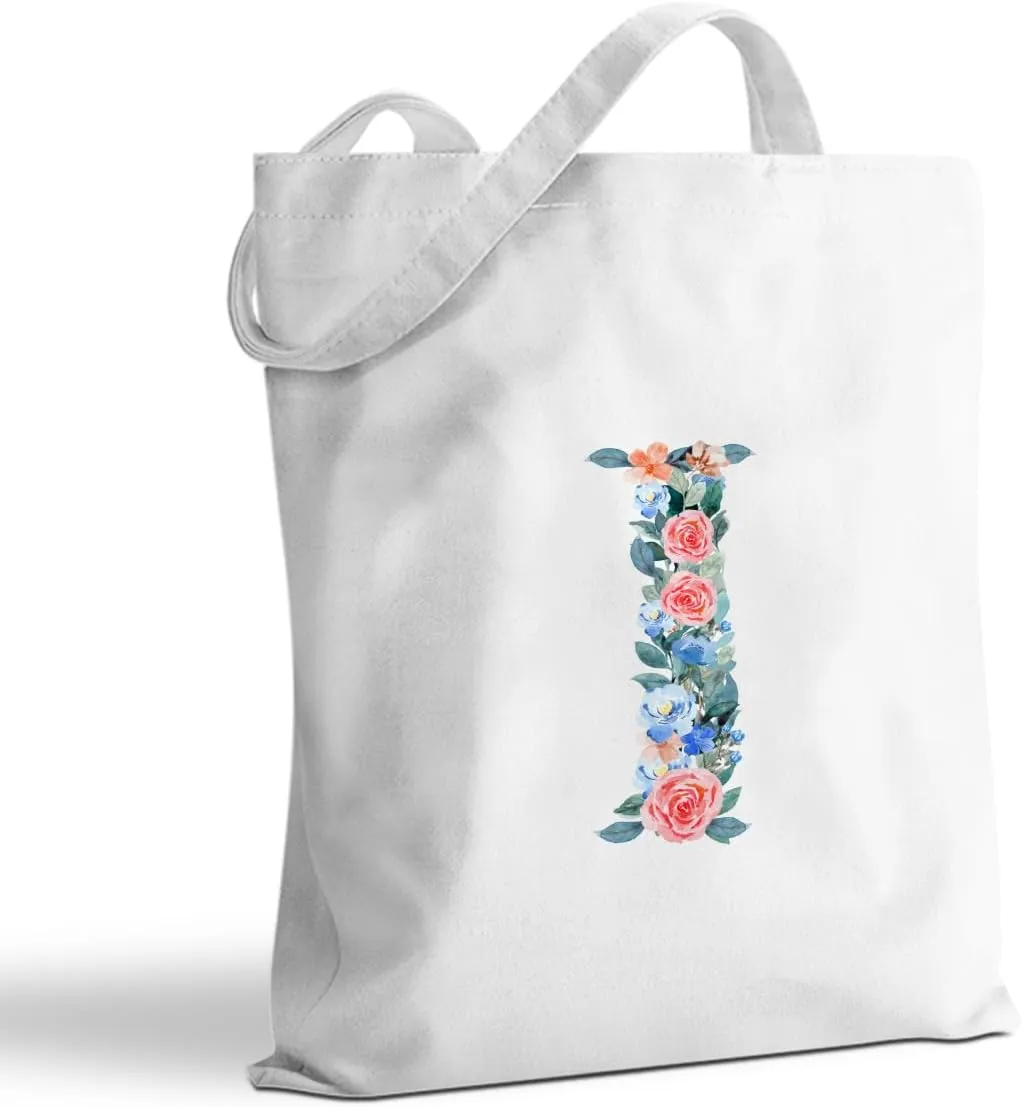 Hanamiya Na Monogrammed Tote Bags Initial Canvas Tote Bag Personalized Reusable Grocery Bags Monogrammed Gifts for Women