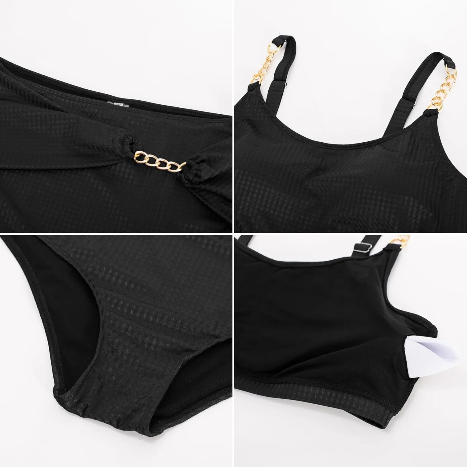 Hanna Nikole Women Plus Size Bikini Sets High Waist Tummy Control Ribbed Texture Swimsuit