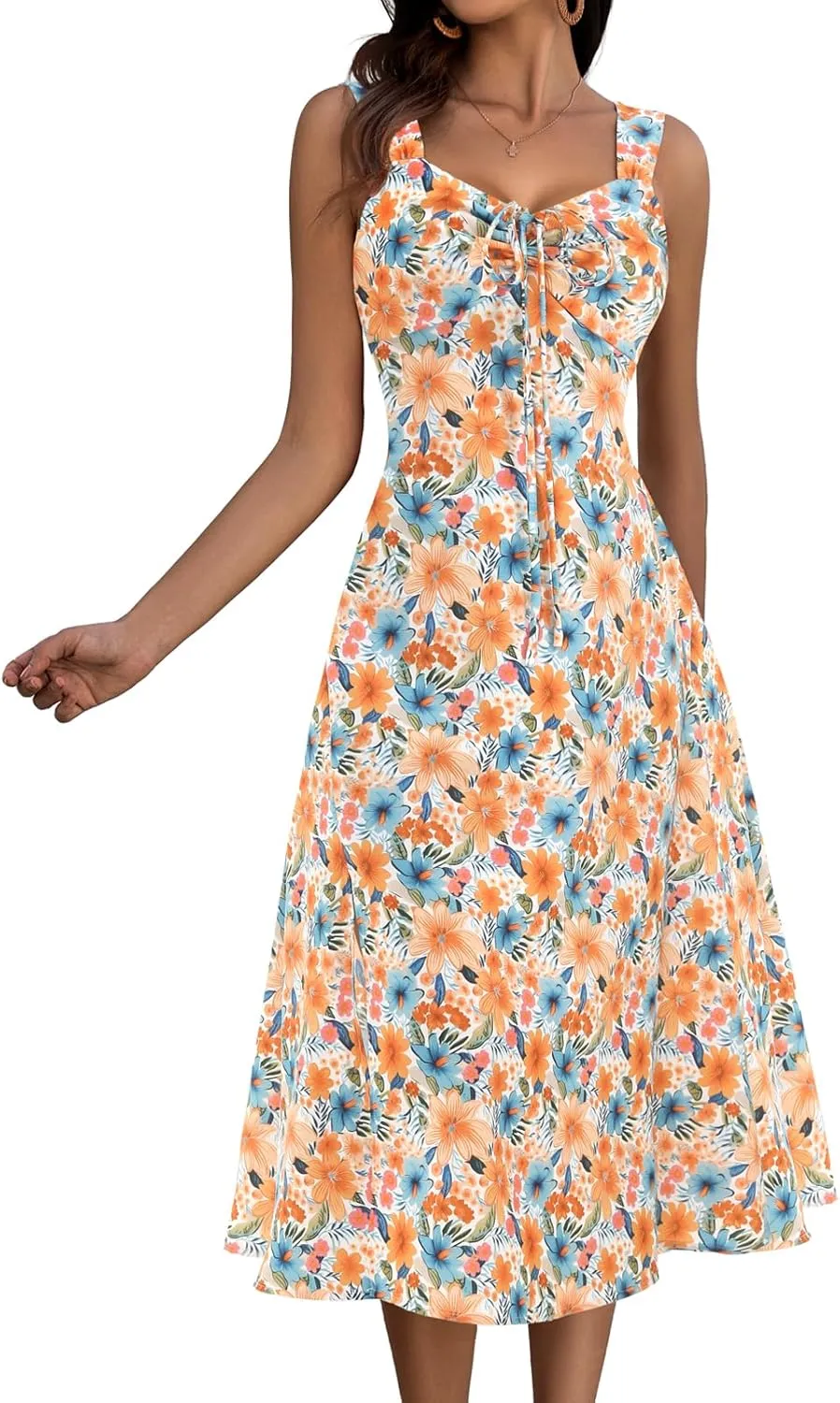 HomRain Sun Dresses for Women 2025 Vacation Summer Wedding Floral Boho Maxi Dress Spaghetti Strap A Line Casual Beach