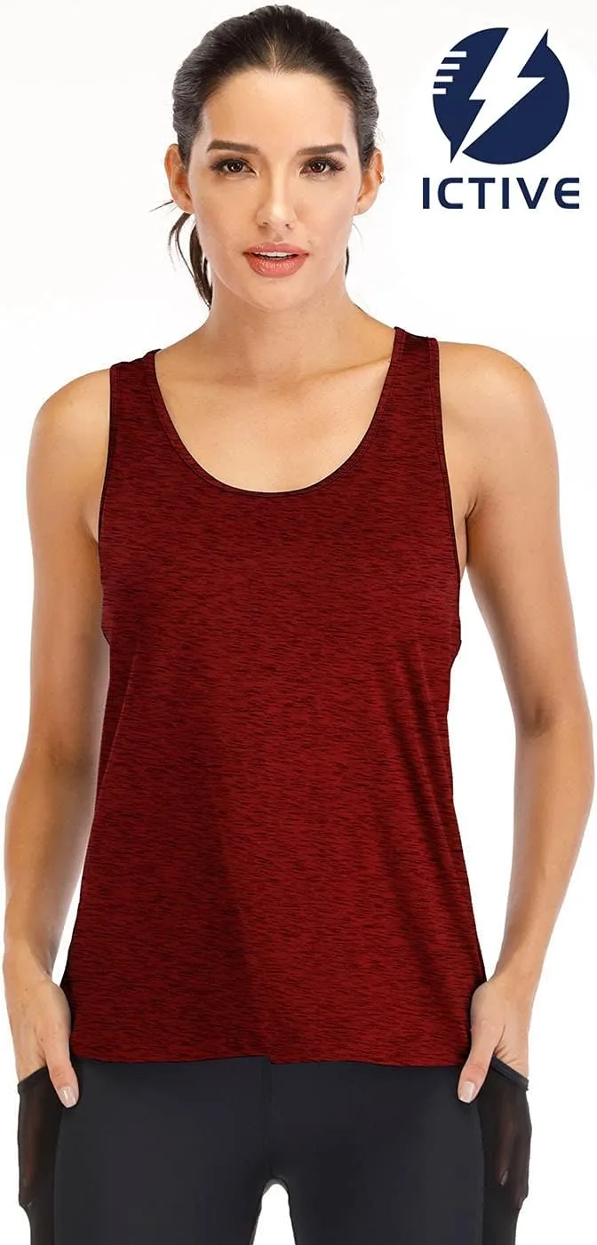 ICTIVE Workout Tank Tops for Women Yoga Tops for Women Loose Fit Backless Muscle Racerback Summer Gym Shirts