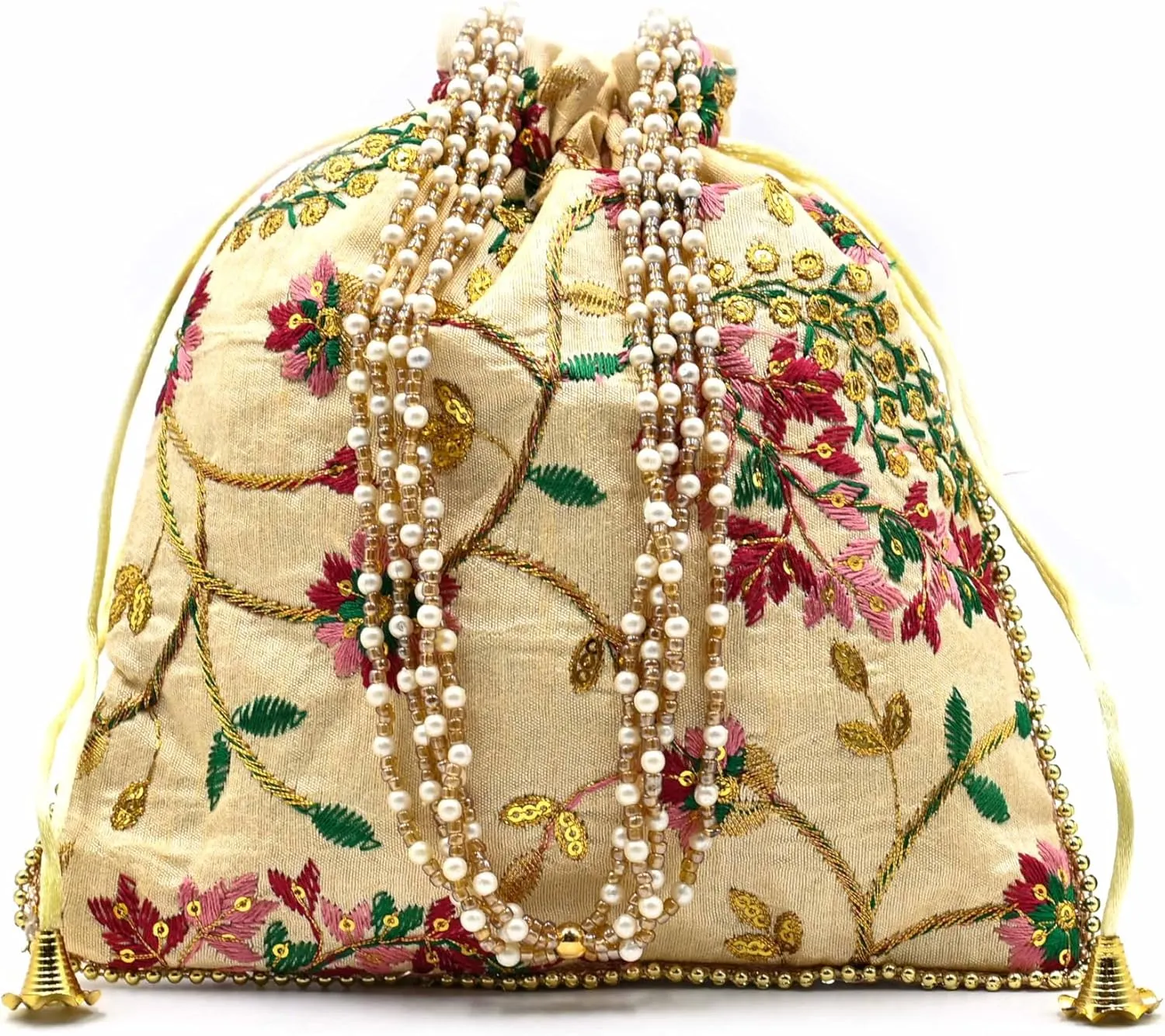 Indian Handmade Potli Bag Women's Embroidered Clutch Purse Pouch Drawstring Bag Wedding Favor Return Gift For Guests