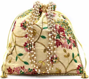 Indian Handmade Potli Bag Women's Embroidered Clutch Purse Pouch Drawstring Bag Wedding Favor Return Gift For Guests