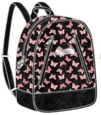 Jessica Simpson Waterproof Mini Vegan Leather Backpack Purse for Women, Travel, Work (Midnight Butterflies)