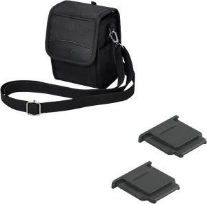 JJC Travel Carrying Camera Case Pouch & 2-Pack Hot Shoe Cover Cap for Sony A6000 A6100 A6300 A6400 A6500 A6600 A6700 Mirrorless Cameras
