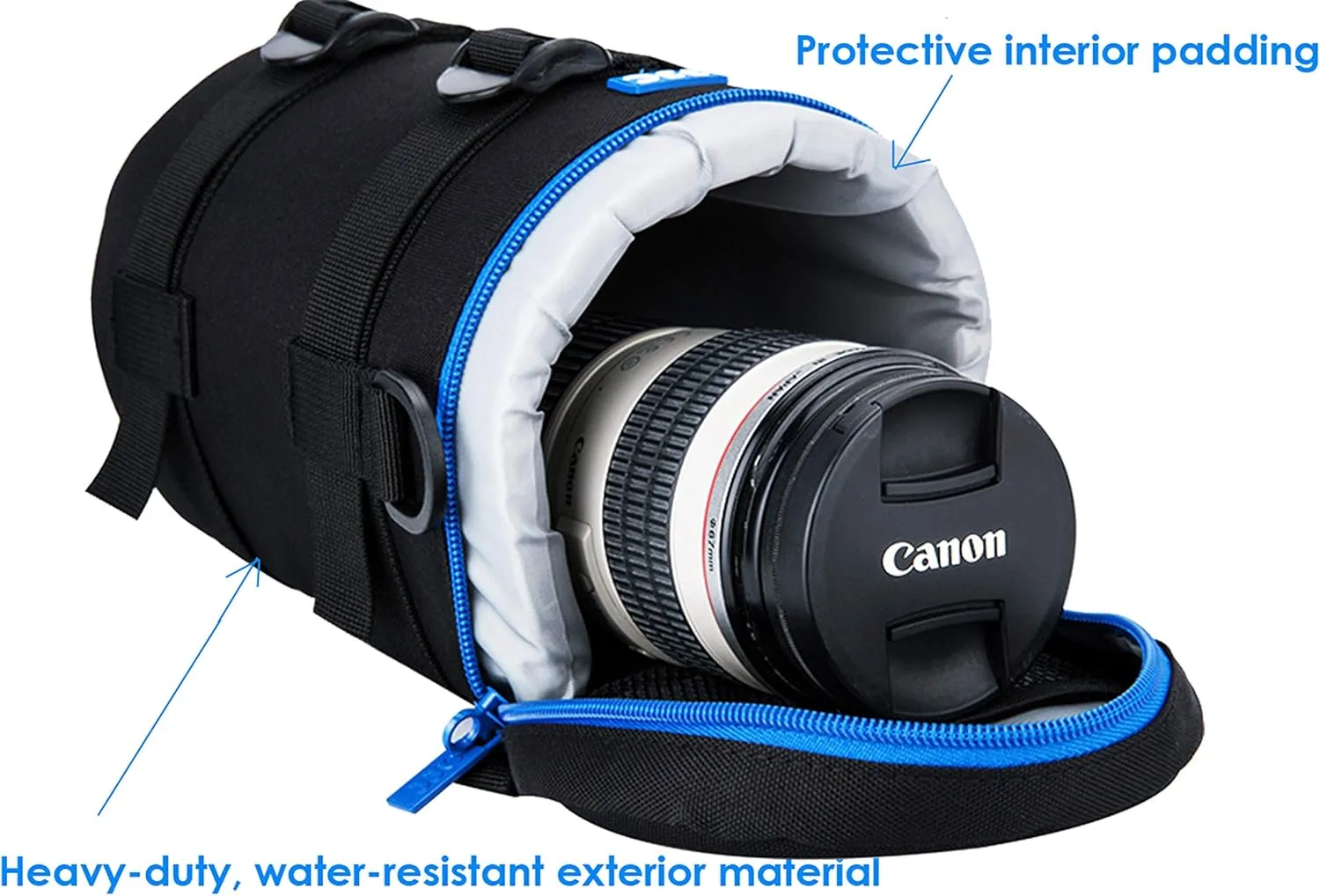 JJC Water Resistant Deluxe Lens Pouch Case Bag for Canon EF 70-200mm 4L / EF 28-300mm 3.5-5.6 USM/EF 70-300mm 4-5.6L/ Nikon AF-S NIKKOR 70-200mm 4G ED VR/Nikon 80-200 F2.8, Inner Size:113 x 215mm