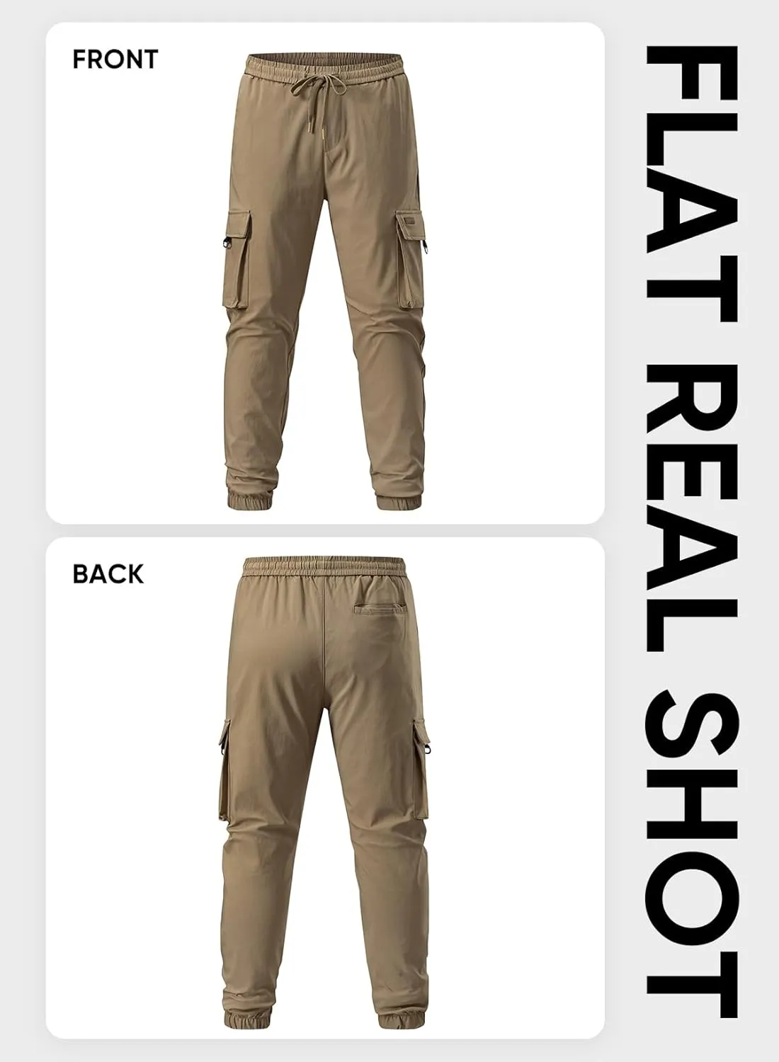 JMIERR Mens Cargo Pants Casual Lightweight Elastic Waist Drawstring Tapered Pant with Pockets