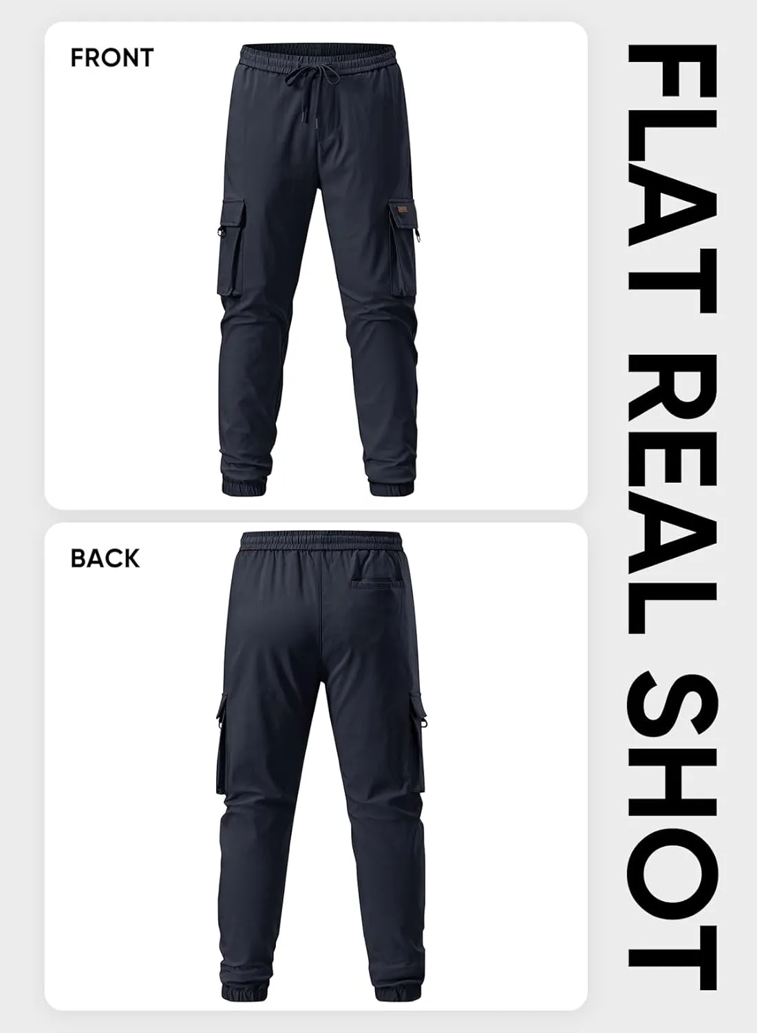 JMIERR Mens Cargo Pants Casual Lightweight Elastic Waist Drawstring Tapered Pant with Pockets