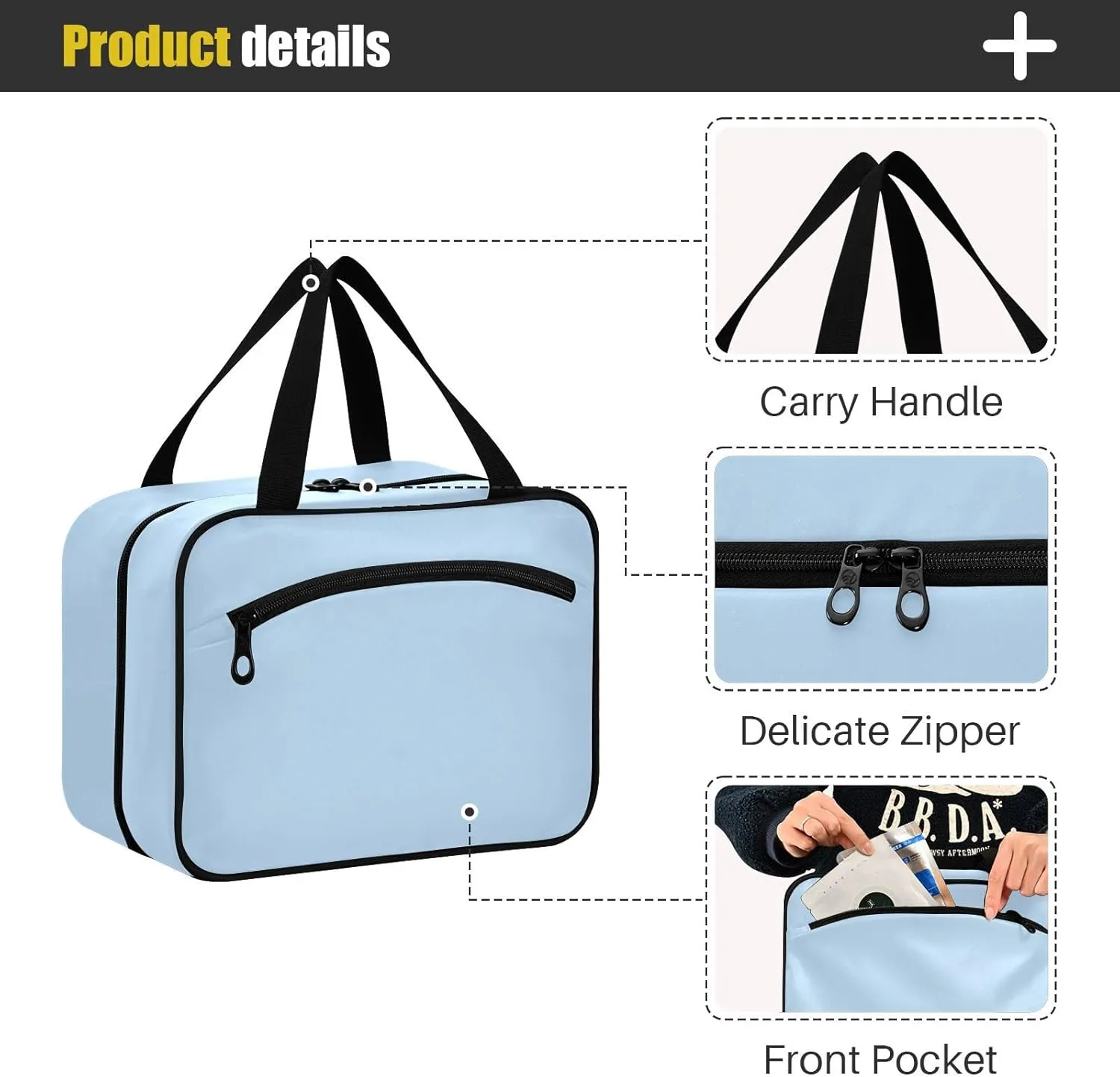 Joko Ivery Cool Blues Travel Toiletry Bag with Hanging Hook Large Makeup Cosmetic Case for Women Men Travel Organizer with 4 Compartments for Cosmetics Toiletries Travel Accessories