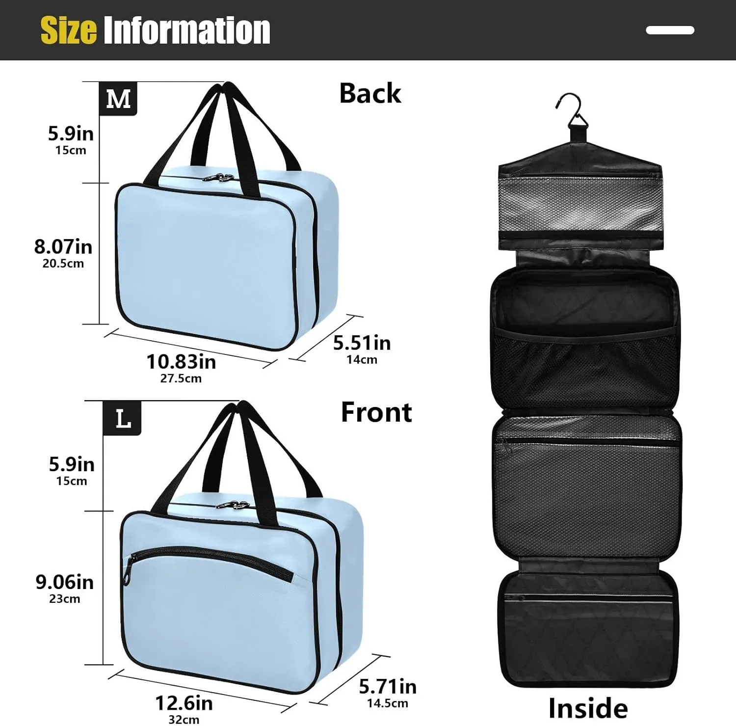 Joko Ivery Cool Blues Travel Toiletry Bag with Hanging Hook Large Makeup Cosmetic Case for Women Men Travel Organizer with 4 Compartments for Cosmetics Toiletries Travel Accessories