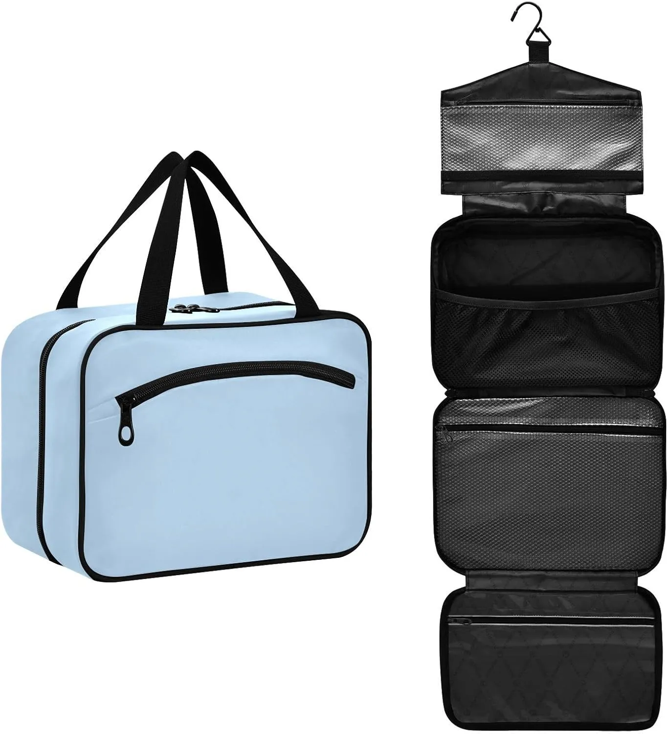 Joko Ivery Cool Blues Travel Toiletry Bag with Hanging Hook Large Makeup Cosmetic Case for Women Men Travel Organizer with 4 Compartments for Cosmetics Toiletries Travel Accessories