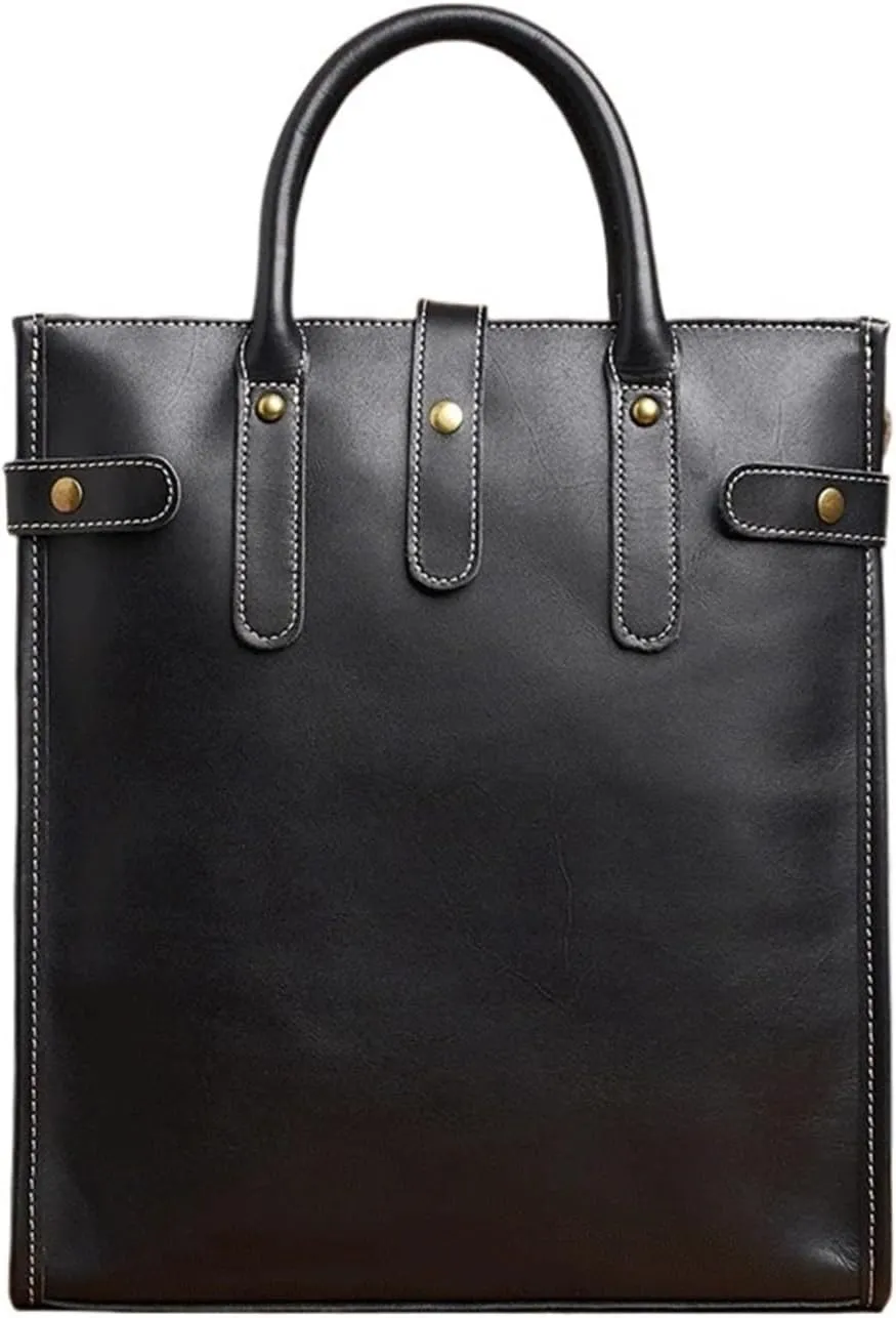 JSEIAJB Leather Vintage Men's Handbag Shoulder Bags Leather Briefcase Business Computer Office Bag for 13 Inch Laptop