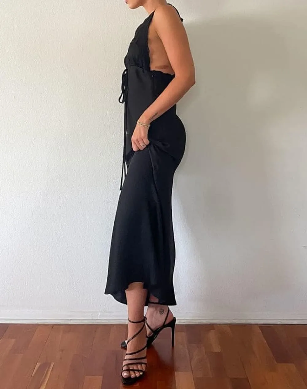 Juakoso Women Y2K Floral Printed Long Dress V Neck Backless Maxi Dress Sleeveless Going Out Sundress Summer Beachwear