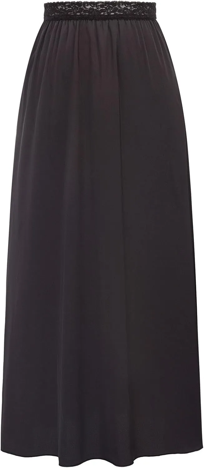 Kate Kasin Half Slips for Women Anti-Static Satin Underskirt Full Length Nude Skirt Lace Trim Short Slips for Under Dresses