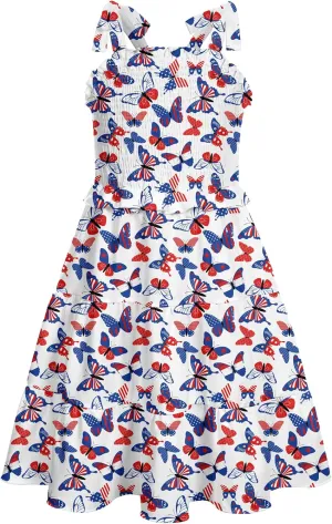 Kids4ever Girls Spaghetti Strap Dress 6-12Y Kids Sleeveless Cami Dresses Summer Beach Smocked Tiered Sundress with Pockets
