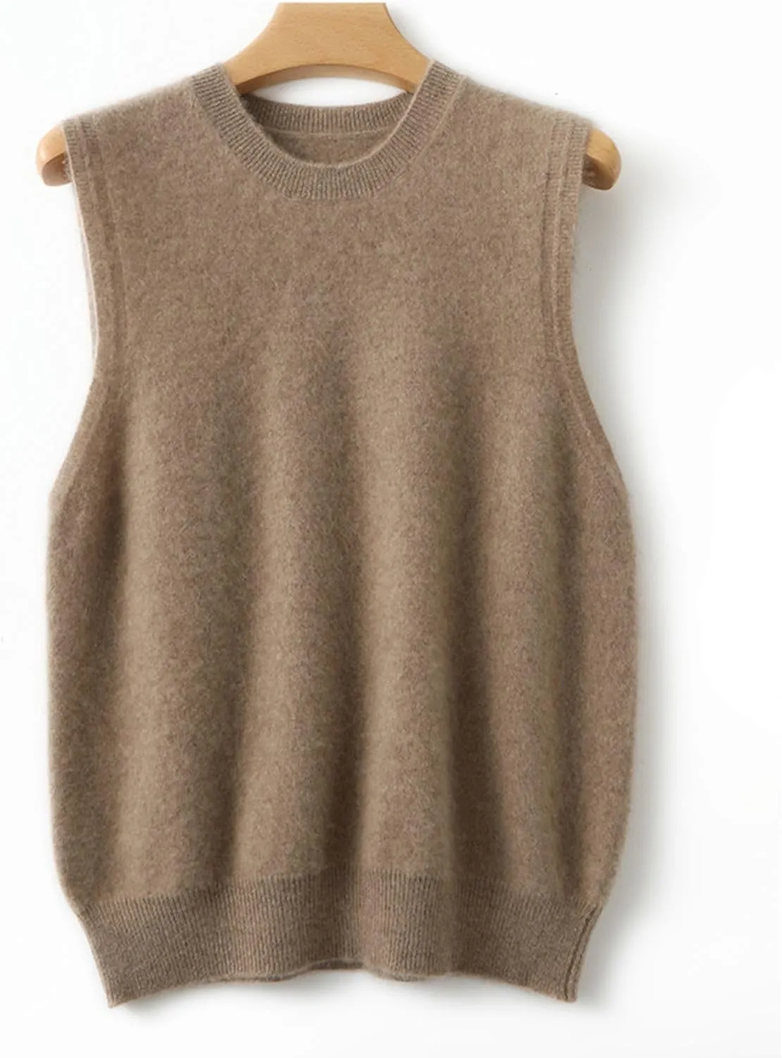 Knitted O-Neck Vest Women's Sweater 100% Merino Wool Sleeveless Pullover Basic Vest Short Tops