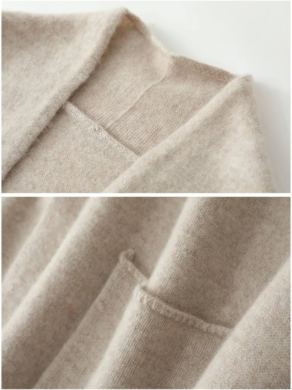 Knitted Sweater Cardigans Women's Open Front Coat 100% Merino Wool with Pockets Jacket Oversized