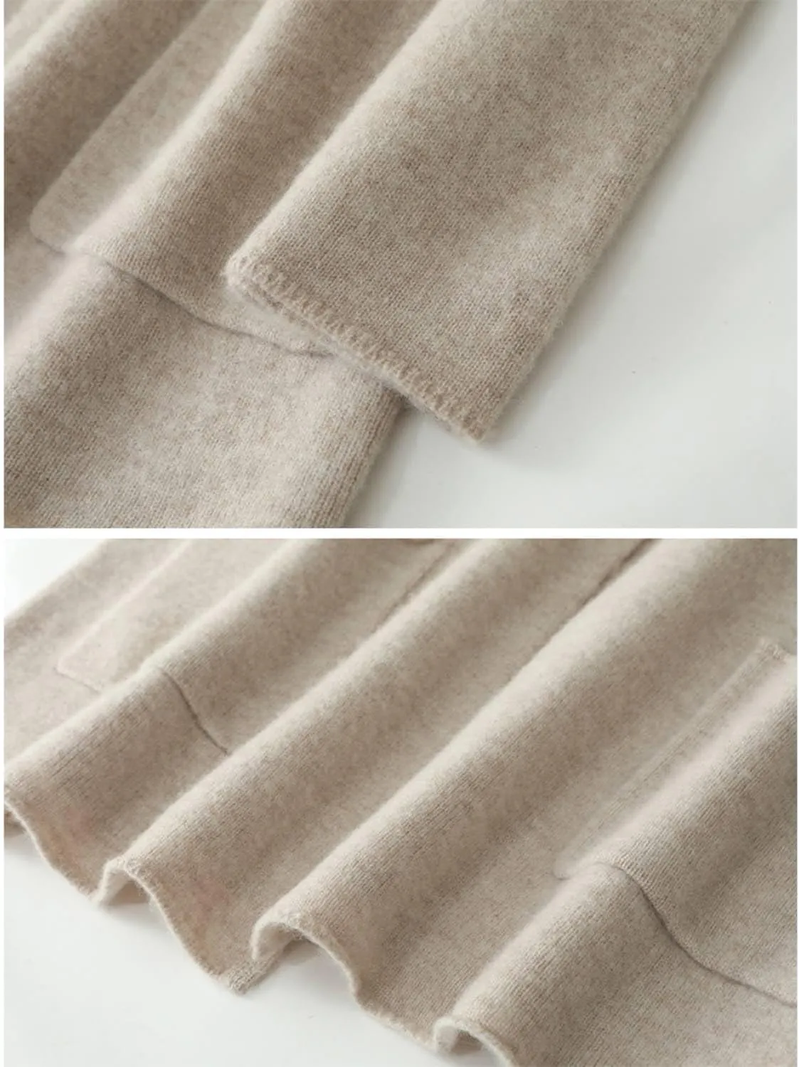 Knitted Sweater Cardigans Women's Open Front Coat 100% Merino Wool with Pockets Jacket Oversized