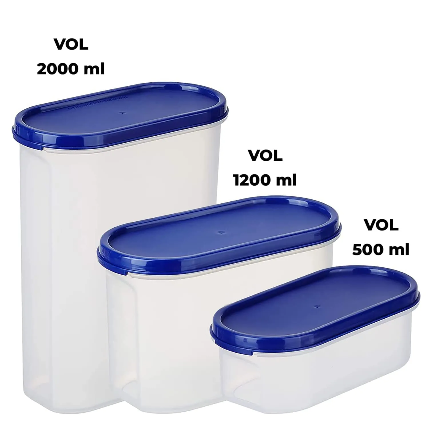 Kuber Industries Pack of 6 Container for Kitchen Storage Set| Airtight Container, Multipurpose | Plastic Container Set of 3 | for Dry & Wet Food | 500 ml,1200 ml,2000 ml (Small-Medium-Large)