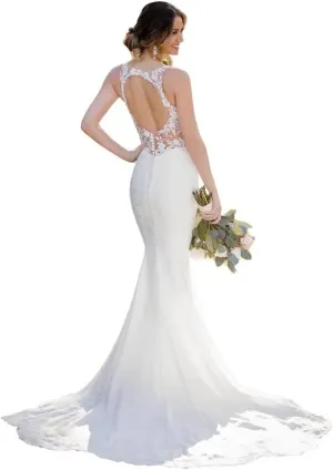 Lace Appliqued Wedding Dresses for Bride 2025 Beach Wedding Bridal Gowns for Women