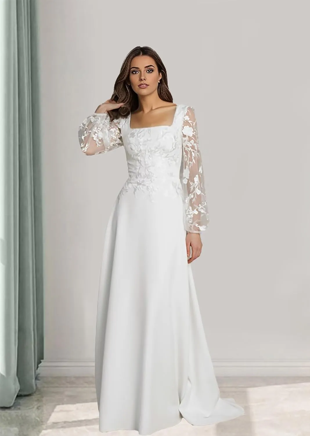 Lace Beach Wedding Dresses for Bride 2025 Long Boho Floral Bridal Wedding Gowns for Women