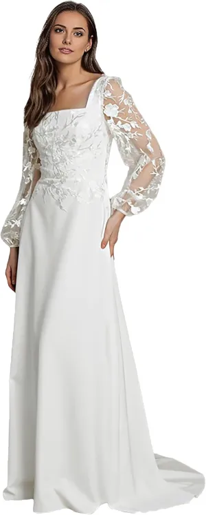 Lace Beach Wedding Dresses for Bride 2025 Long Boho Floral Bridal Wedding Gowns for Women