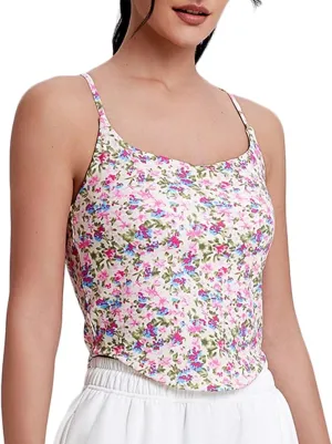 Ladies Tank Tops with Built in Bra Athletic Camisole Gym Workout Running Yoga Vest Tops for Women