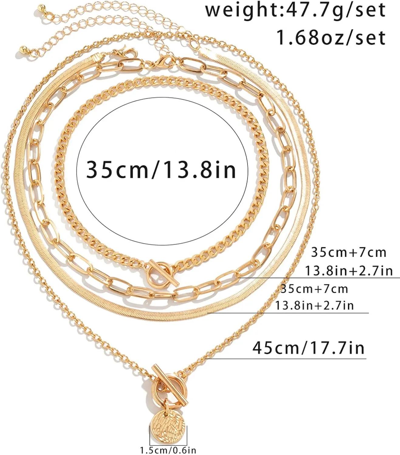Layered Choker Necklace for Women Heart Pendant Stack Layered Cuban Paperclip Snake Chain Necklaces Trendy Retro Coin Dainty Pendant Gothic Black Necklaces Toggle Clasp Necklace for 4Pcs