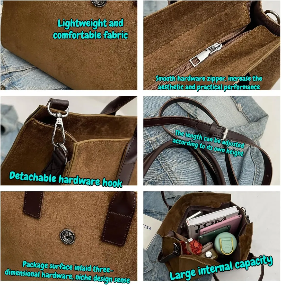 Leather Tote Bag Everything Tote Bag Work Crossbody Bags Aesthetic Designer Shoulder Bag for Women Cute