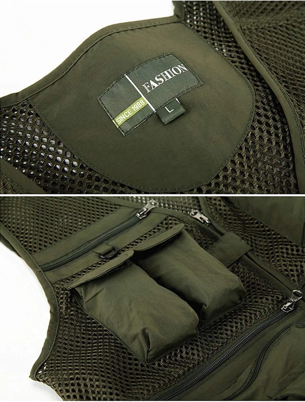 Lentta Men's Fishing Vest Summer Outdoor Lightweight Work Photo Vest 16 Pockets