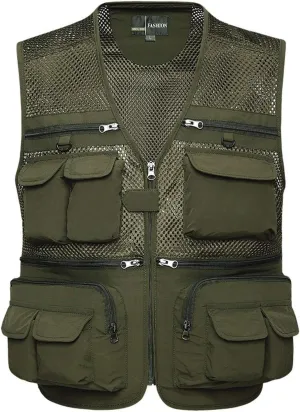 Lentta Men's Fishing Vest Summer Outdoor Lightweight Work Photo Vest 16 Pockets