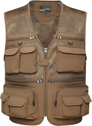 Lentta Men's Fishing Vest Summer Outdoor Lightweight Work Photo Vest 16 Pockets