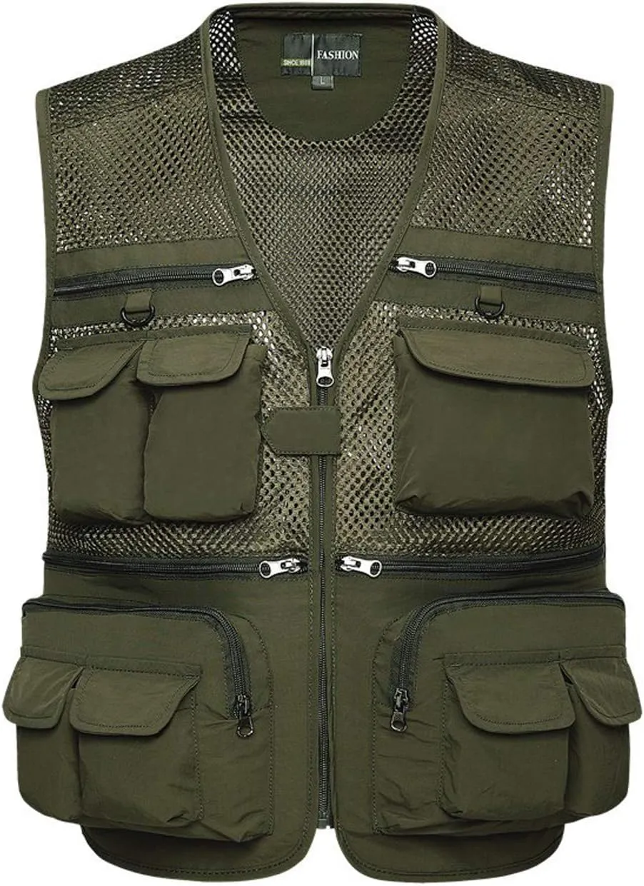 Lentta Men's Fishing Vest Summer Outdoor Lightweight Work Photo Vest 16 Pockets