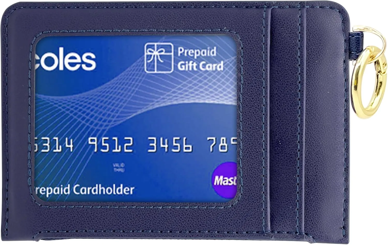 M-Plateau Key Chain Wallet Women, Credit Card Holder for Women with Metal Key Chain Ring for Car Keys,Ladies Mini Purse with ID Window and Zipper Pocket (Dark Blue)