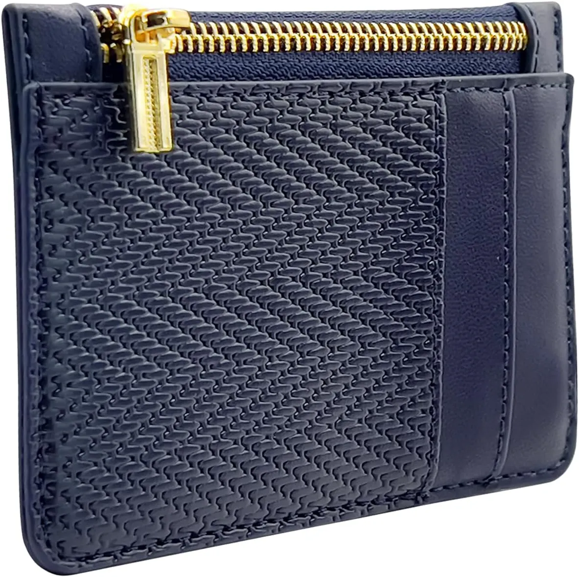 M-Plateau Key Chain Wallet Women, Credit Card Holder for Women with Metal Key Chain Ring for Car Keys,Ladies Mini Purse with ID Window and Zipper Pocket (Dark Blue)