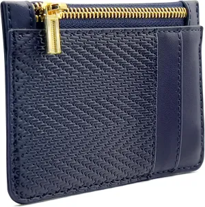 M-Plateau Key Chain Wallet Women, Credit Card Holder for Women with Metal Key Chain Ring for Car Keys,Ladies Mini Purse with ID Window and Zipper Pocket (Dark Blue)