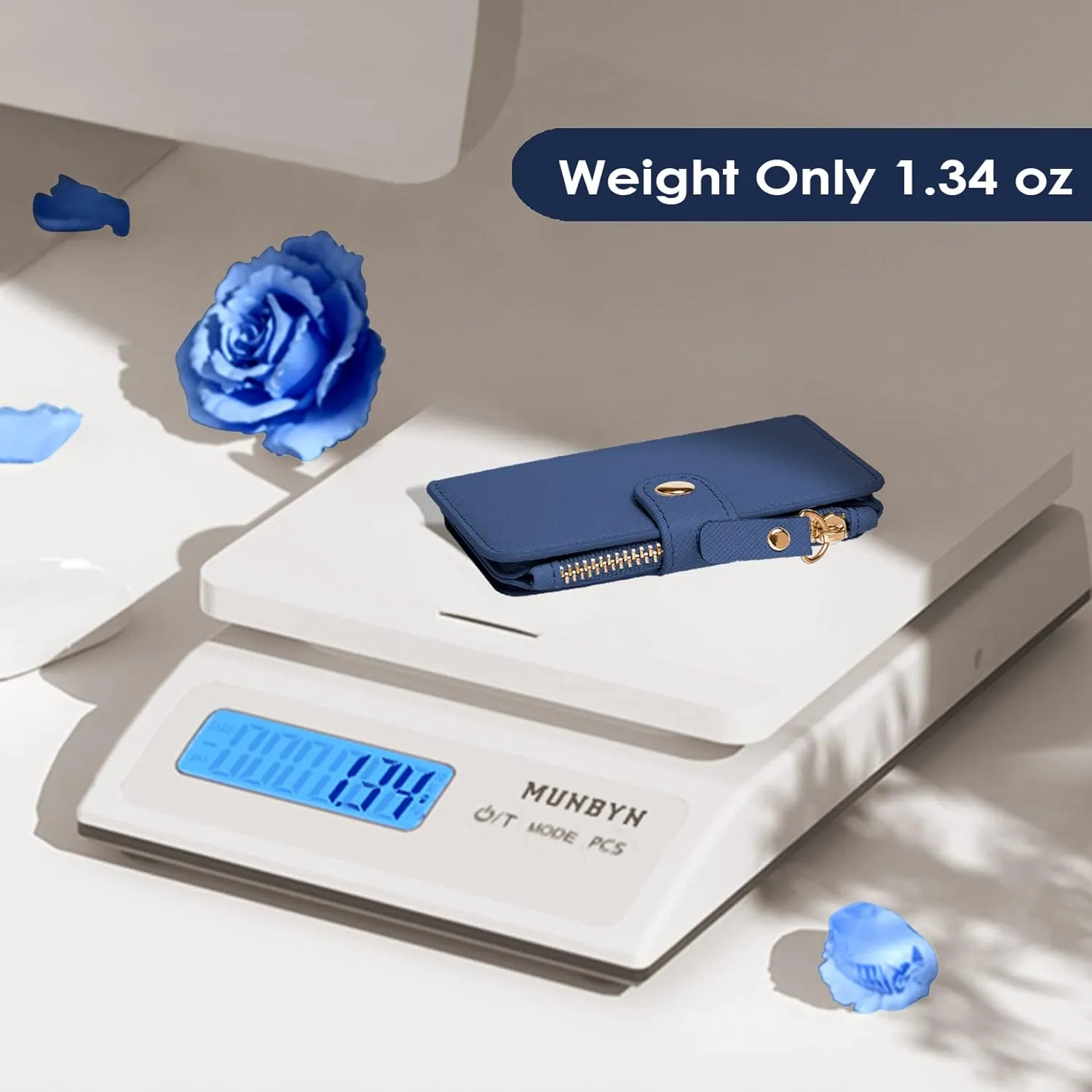 M-Plateau Keychain Wallet Women, Credit Card Holder for Women with Metal Keychain Ring for Car Keys,Ladies Mini Purse with ID Window and Zipper Pocket (Navy)