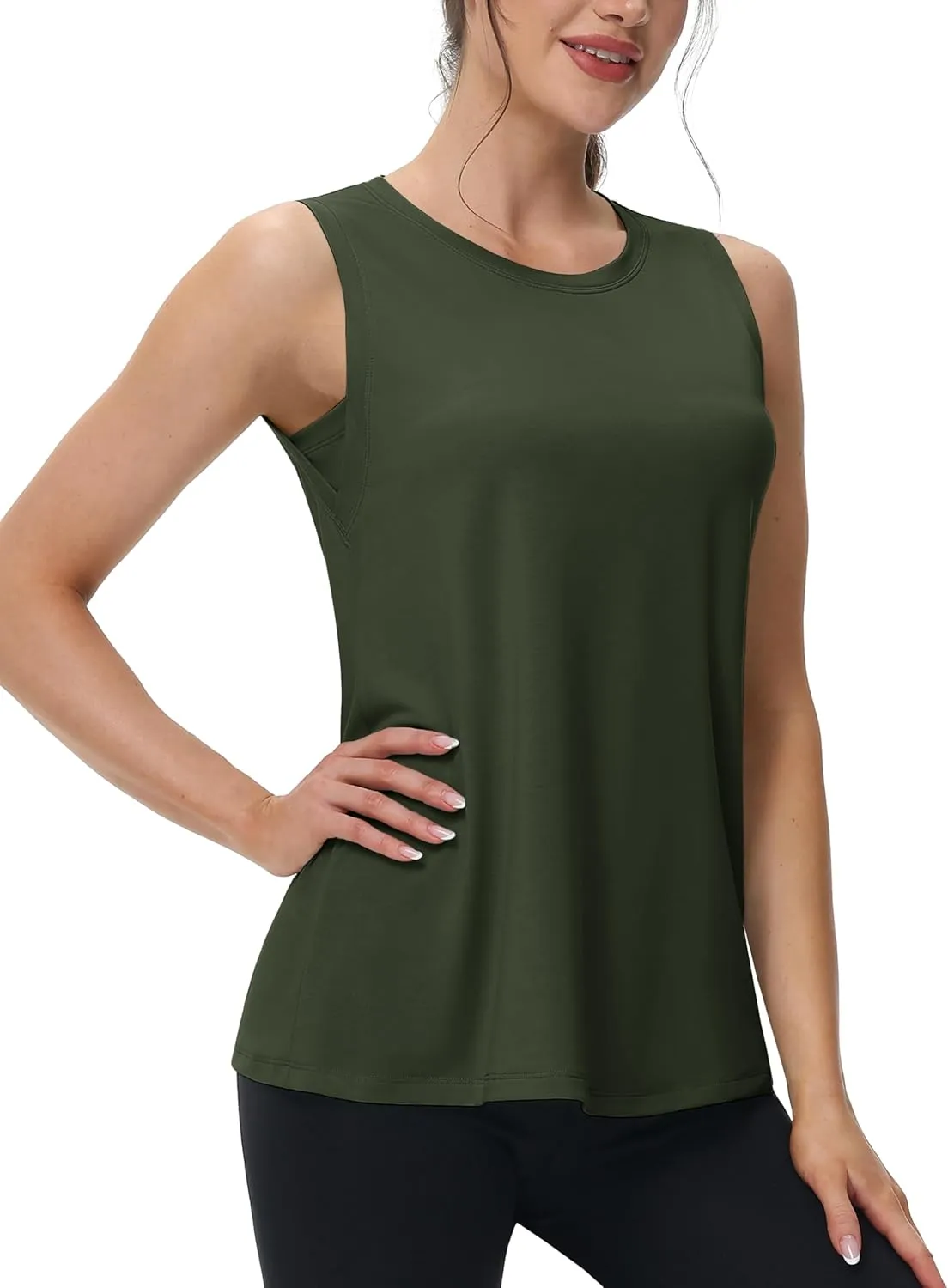 MAGCOMSEN Workout Tank Tops for Women Loose Fit Sleeveless Tops Breathable Lightweight Athletic Gym Runing Summer Shirts