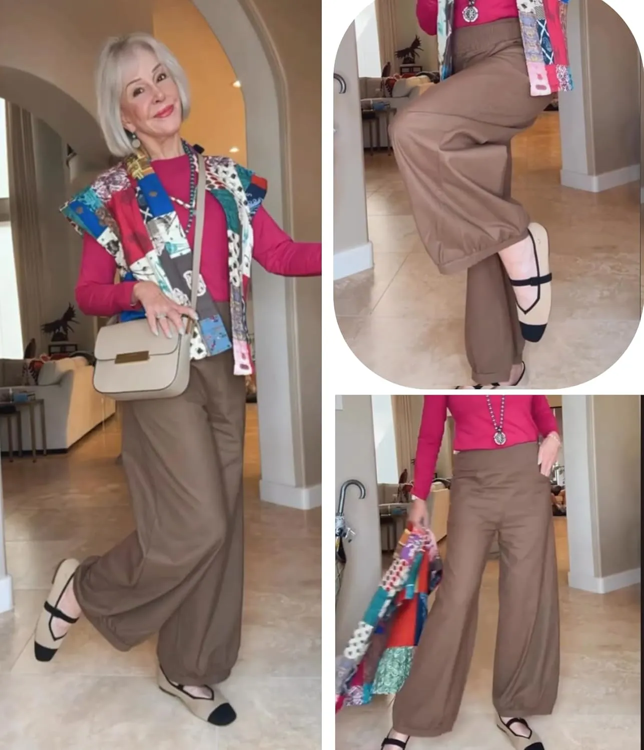 Maixang Women's Cotton Linen Wide Leg Pants Casual High Waist Palazzo Pants Summer Elastic Lounge Trousers with Pockets