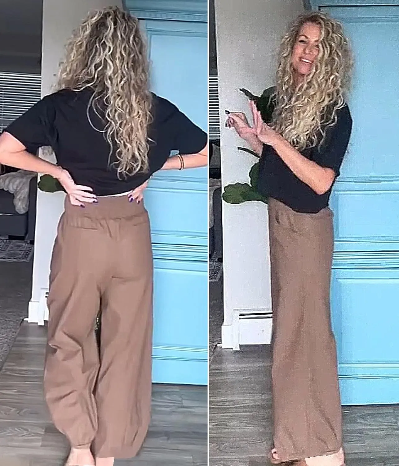 Maixang Women's Cotton Linen Wide Leg Pants Casual High Waist Palazzo Pants Summer Elastic Lounge Trousers with Pockets