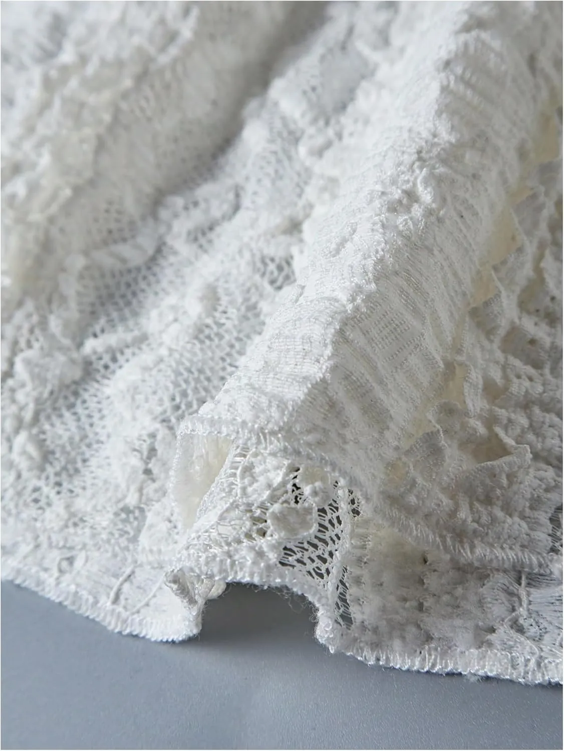MakeMeChic Women's Floral Lace Cami Spaghetti Strap Camisole Flared Hem Ruched Summer Top