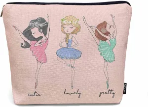 Makeup Bag Ballerina Makeup Bags For Purse Pouch, Lovely Ballerina Woman Pink Travel Toiletry Bag Cosmetic Bag Makeup Bags Flax Makeup Organizer Bag Pencil Pouch For Man Woman