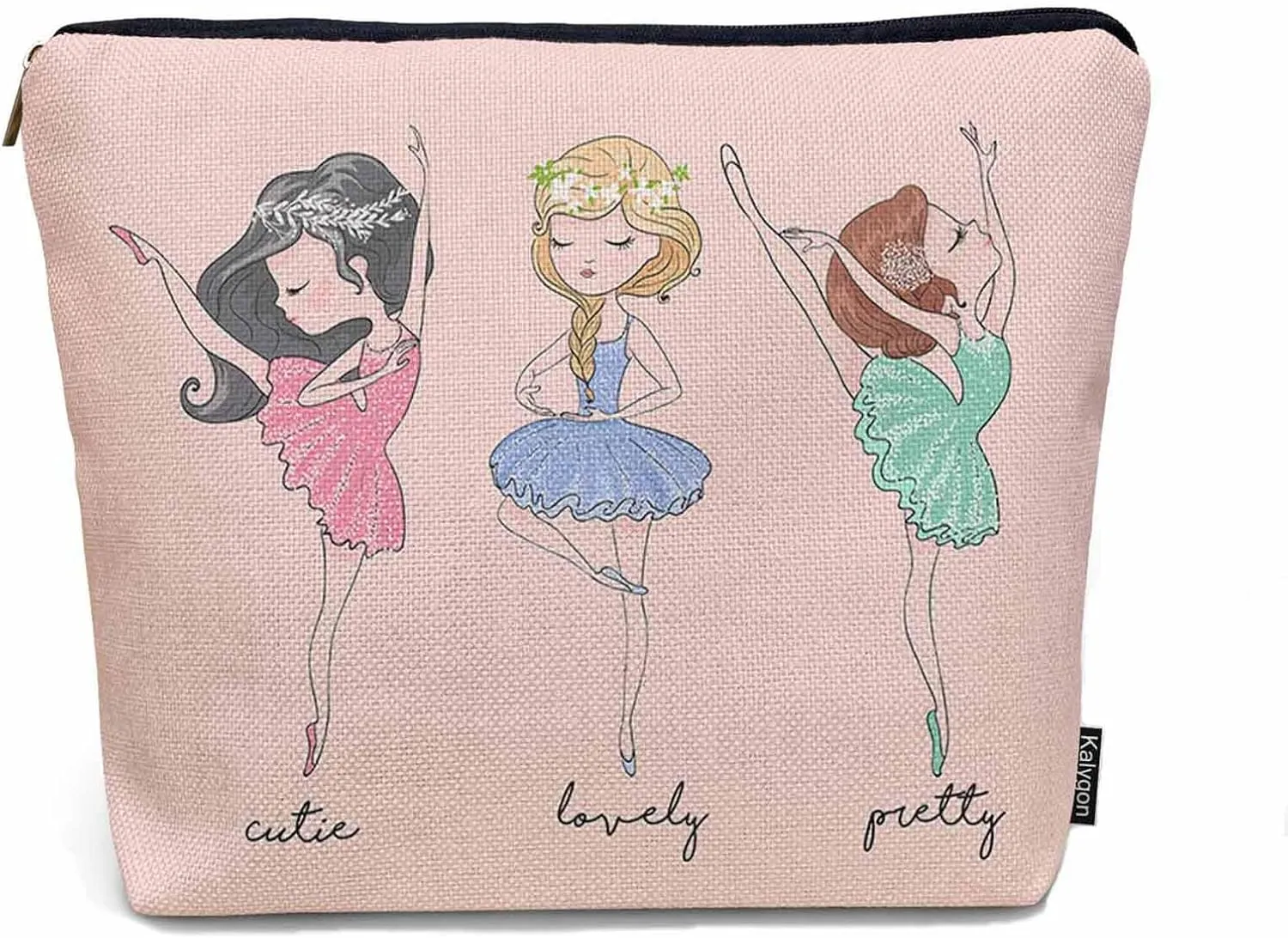 Makeup Bag Ballerina Makeup Bags For Purse Pouch, Lovely Ballerina Woman Pink Travel Toiletry Bag Cosmetic Bag Makeup Bags Flax Makeup Organizer Bag Pencil Pouch For Man Woman
