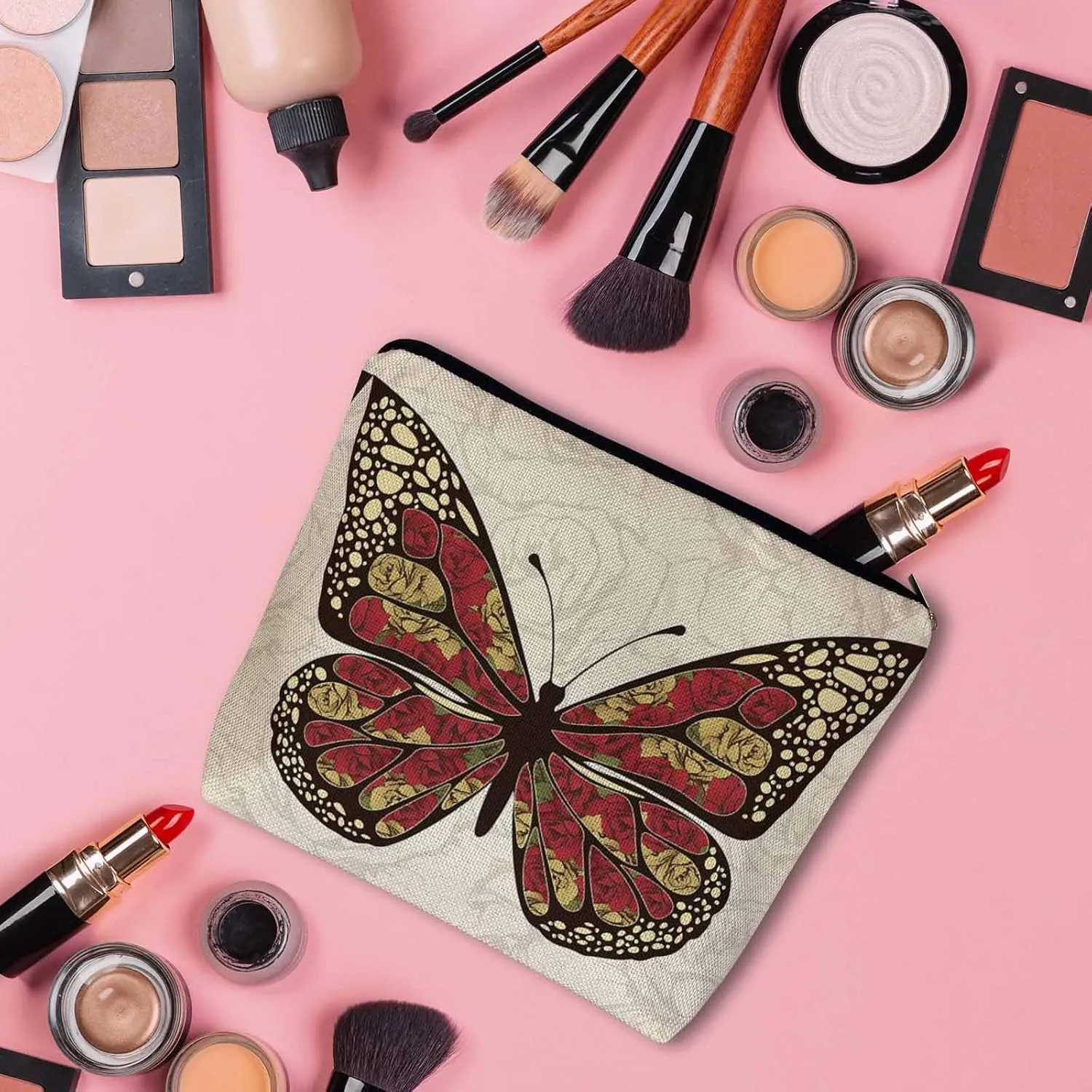Makeup Bag For Purse Butterfly, Animal Butterfly Rose Wings Butterflies Cosmetic Bags For Women With Zipper Travel Toiletry Pouch Makeup Bags Makeup Organizers Purse For Toiletries Cosmetics