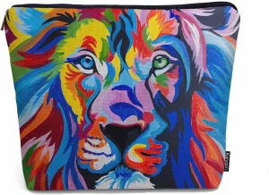 Makeup Bag For Purse Lion, African Animal Lion Face Colorful Cosmetic Bags For Women With Zipper Travel Toiletry Pouch Makeup Bags Makeup Organizers Purse For Toiletries Cosmetics
