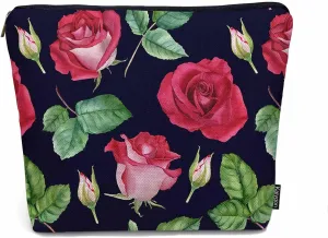 Makeup Bag For Purse Rose, Blossom Flowers Roses Buds Cosmetic Bags For Women With Zipper Travel Toiletry Pouch Makeup Bags Makeup Organizers Purse For Toiletries Cosmetics