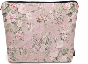 Makeup Bag For Purse Rose, Watercolor Floral Bouquet Roses Pink Cosmetic Bags For Women With Zipper Travel Toiletry Pouch Makeup Bags Makeup Organizers Purse For Toiletries Cosmetics
