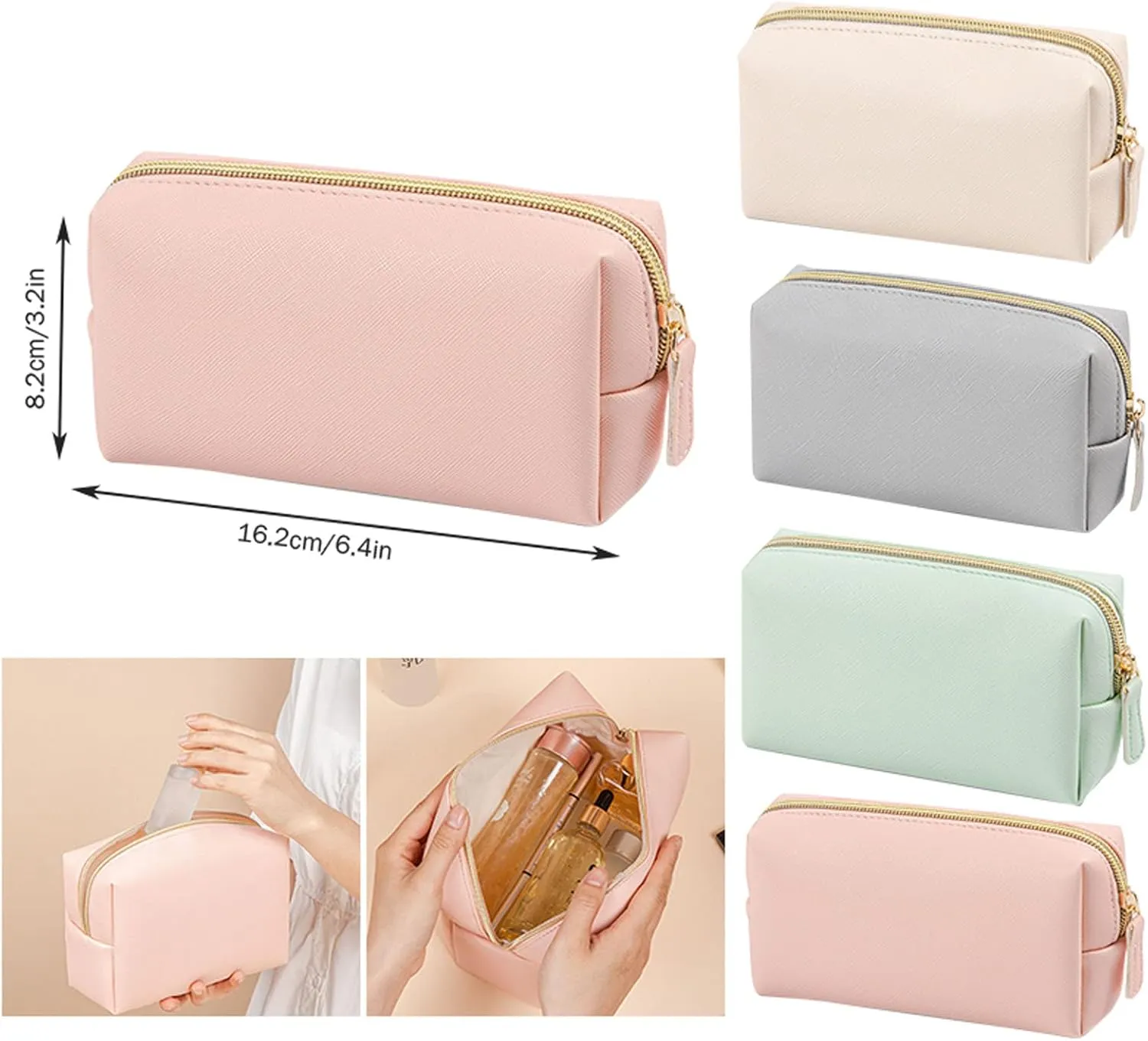 Makeup Bags for Women 2025 New Large Capacity PU Leather Portable Waterproof Cute Makeup Bag,Travel Toiletry Bag,Cosmetic Bag,Pink Makeup Bag for Girls Daughter Gifts Women