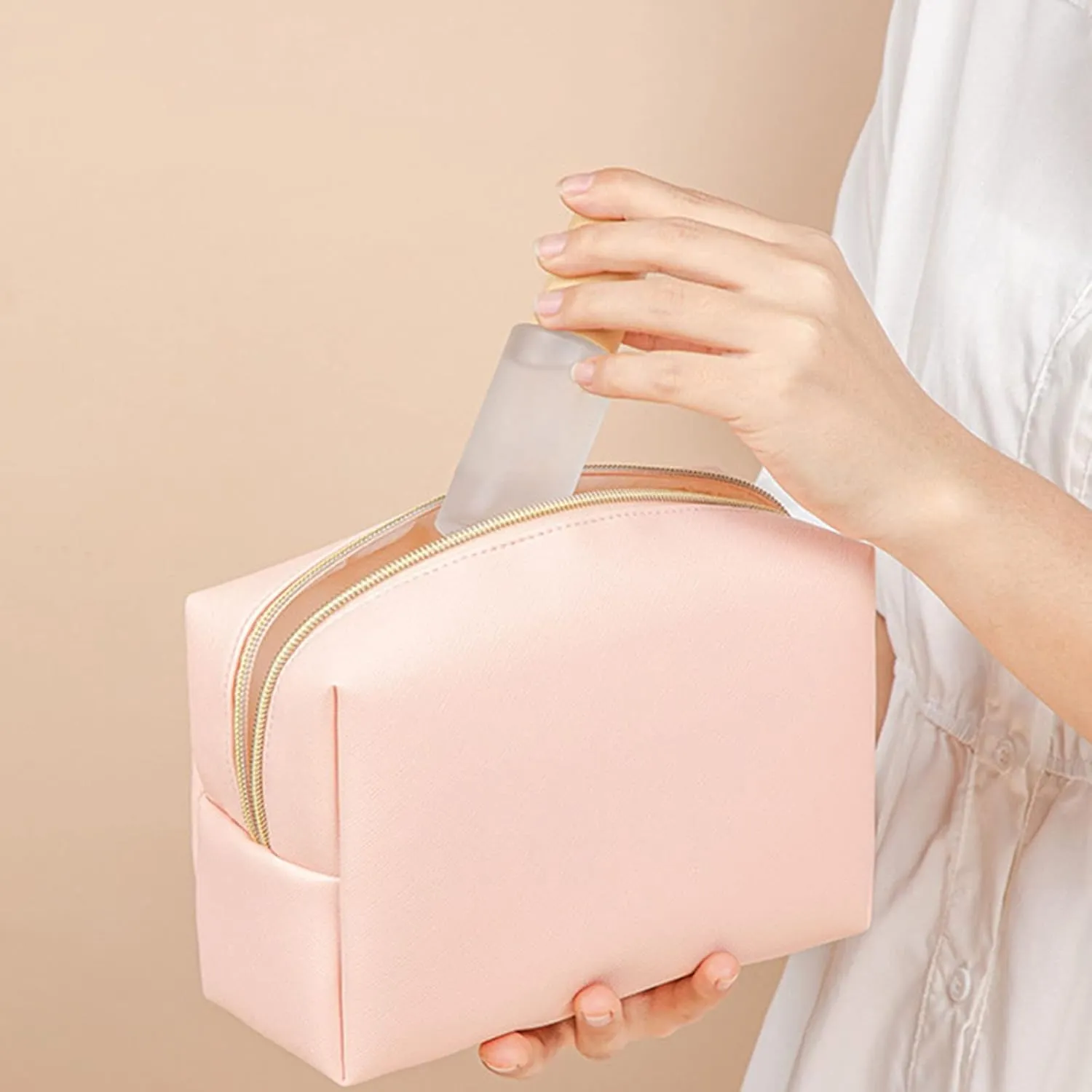 Makeup Bags for Women 2025 New Large Capacity PU Leather Portable Waterproof Cute Makeup Bag,Travel Toiletry Bag,Cosmetic Bag,Pink Makeup Bag for Girls Daughter Gifts Women